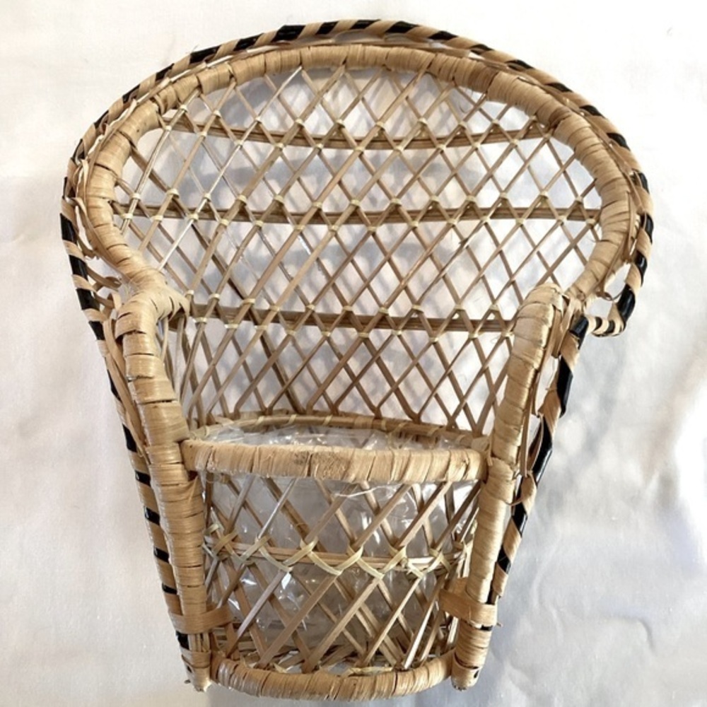Vintage Wicker Peacock Chair Rattan Planter